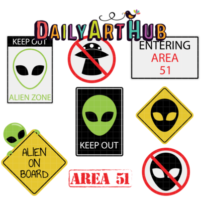 Alien Signages Clip Art Set