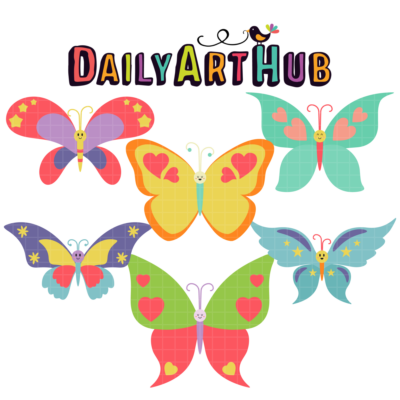 Happy Butterflies Clip Art Set
