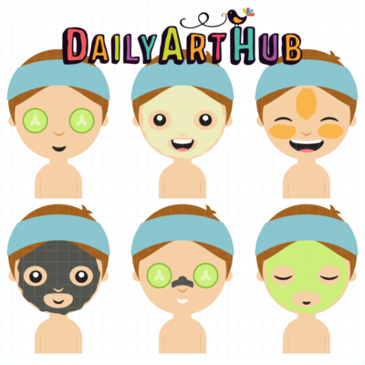 Facial Care Boy Clip Art Set