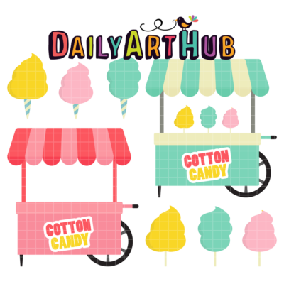 Cotton Candy Cart Clip Art Set