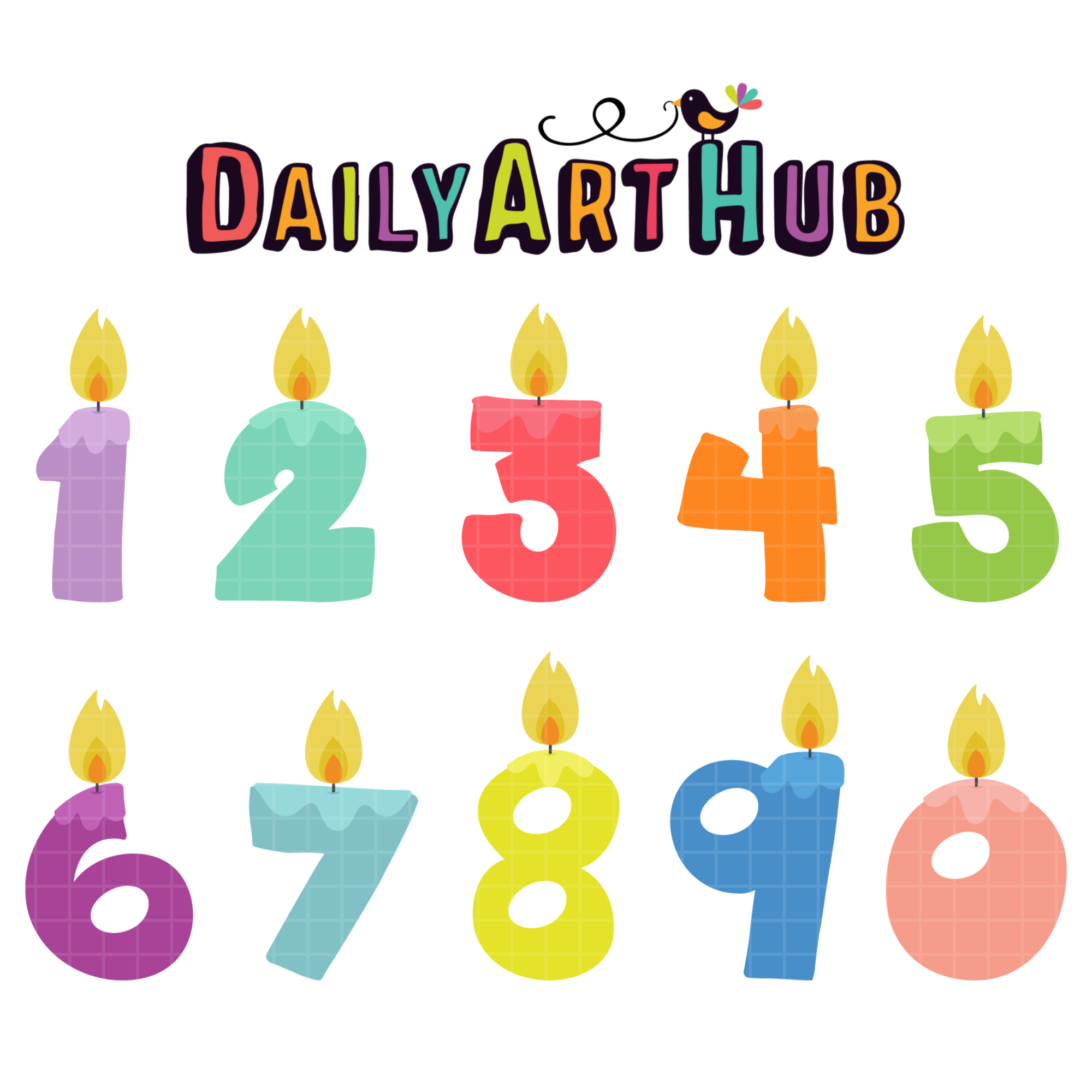 Birthday Number Candles Clip Art Set