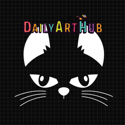 Black Cat In The Night Face Sinister Clip Art