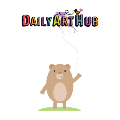 Bear Flying Kite Clip Art