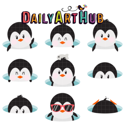Peeping Penguins Clip Art Set