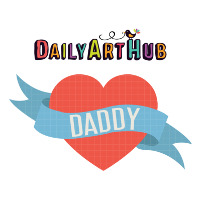 FREE Daddy Heart Ribbon Clip Art