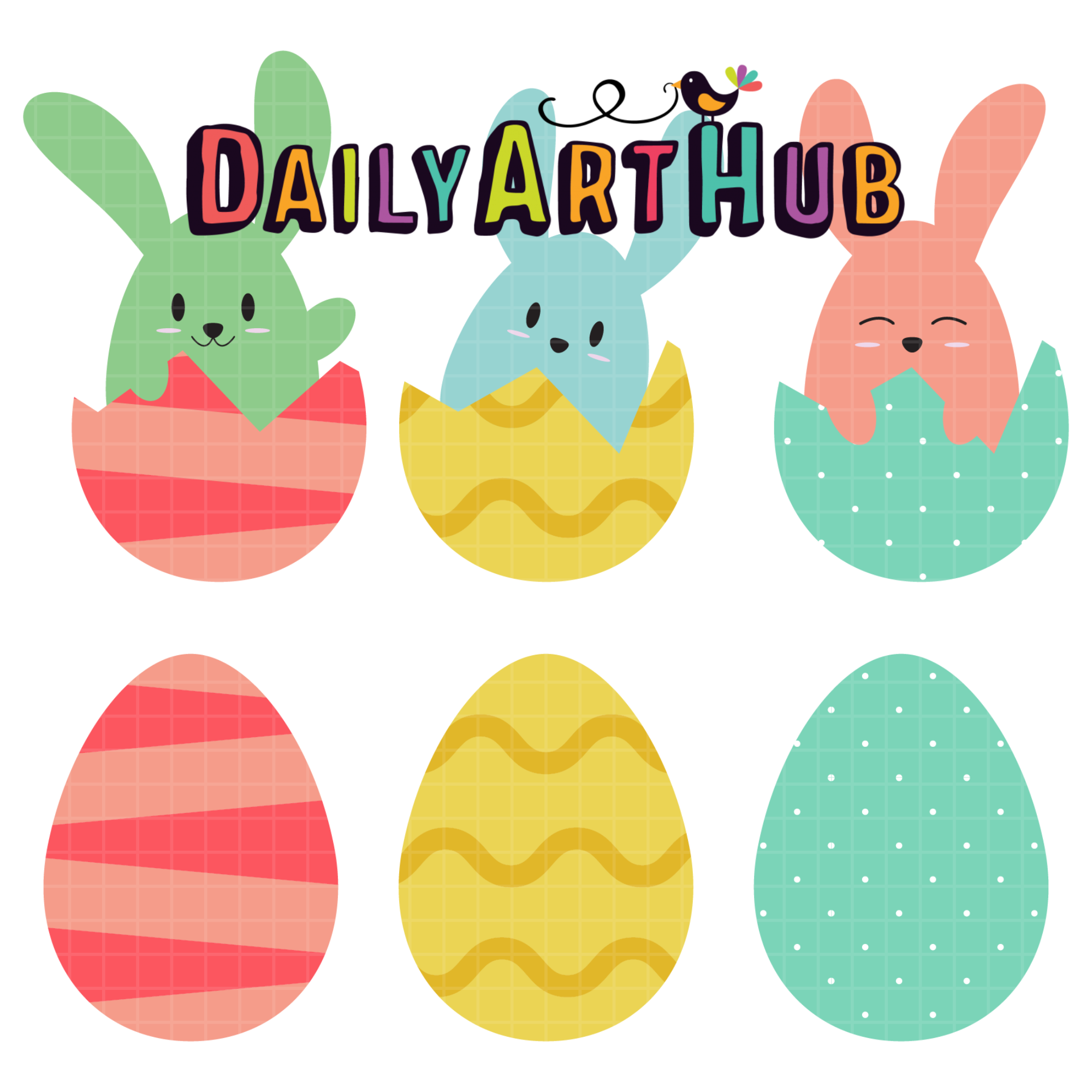 Egg Bunnies Clip Art Set