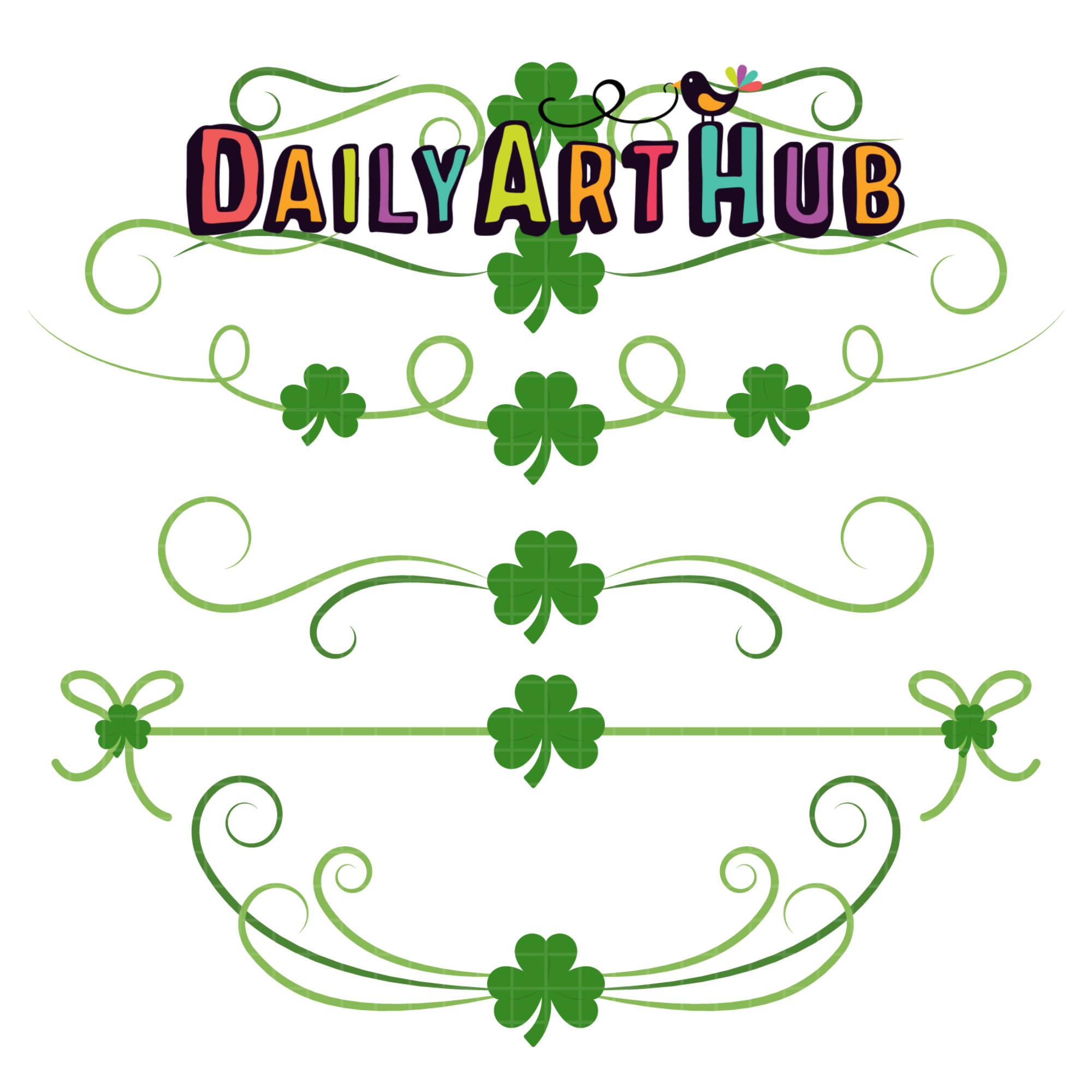 Simple Clover Borders Clip Art Set