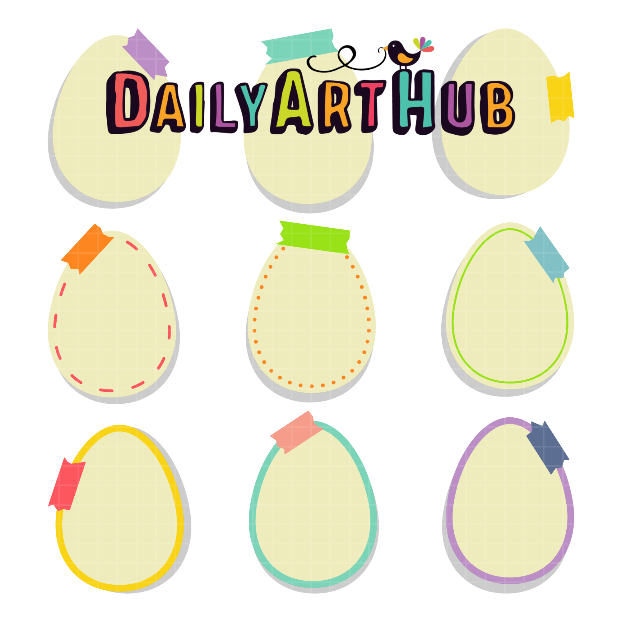 Egg Shaped Notes Clip Art Set