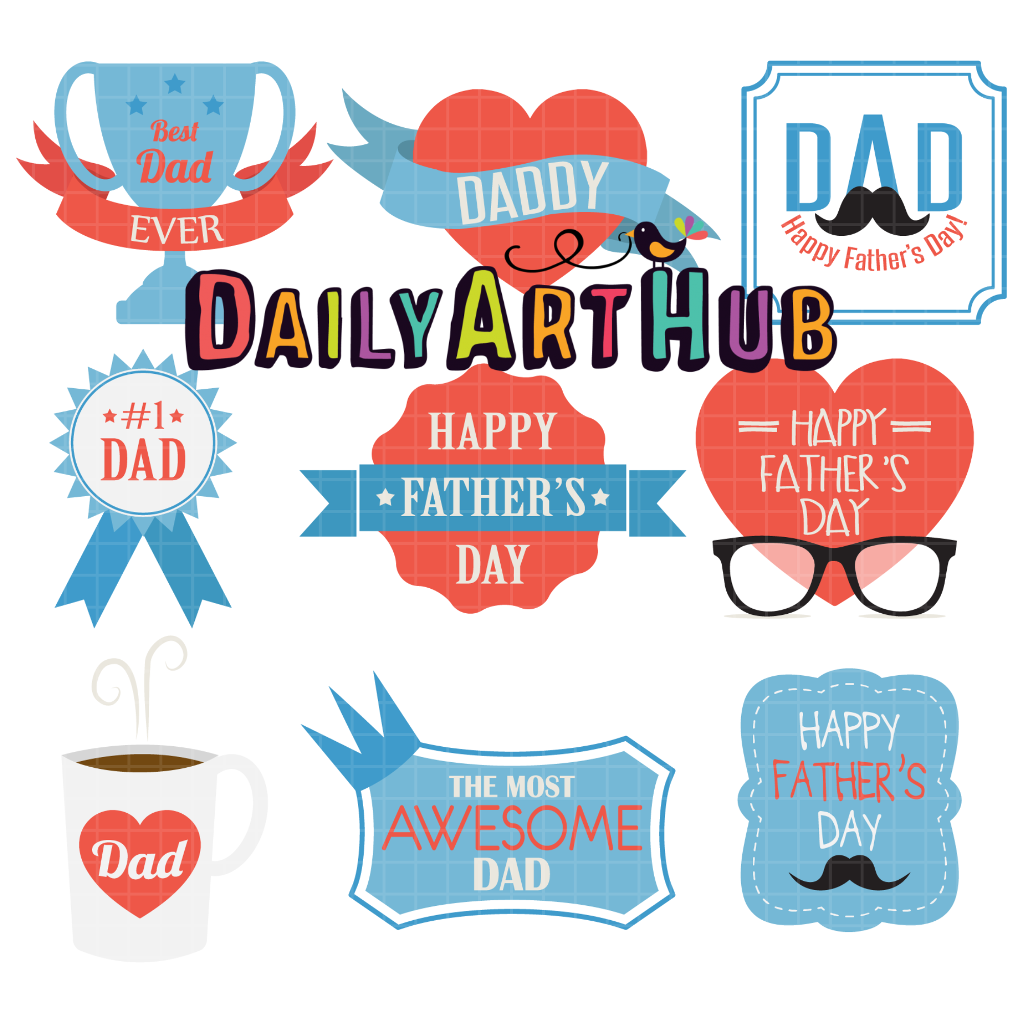 Father's Day Labels Clip Art Set