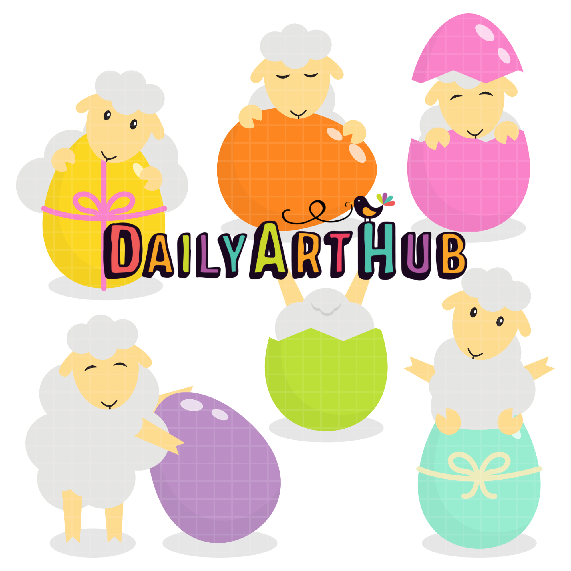 Easter Eggs And Sheep Clip Art Set