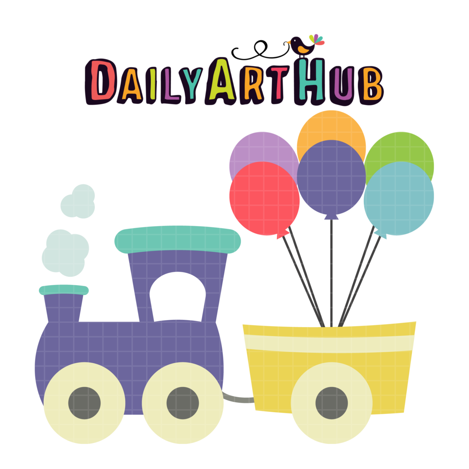 Train with Balloons Clip Art – Daily Art Hub // Graphics, Alphabets & SVG