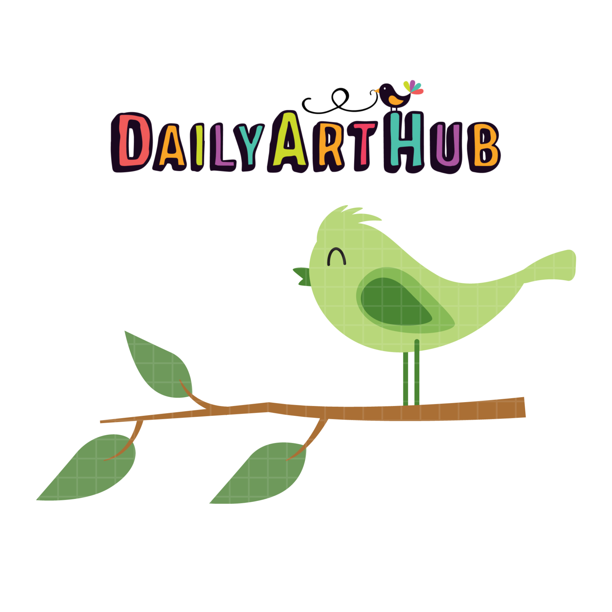 FREE Bird Branch Green Clip Art