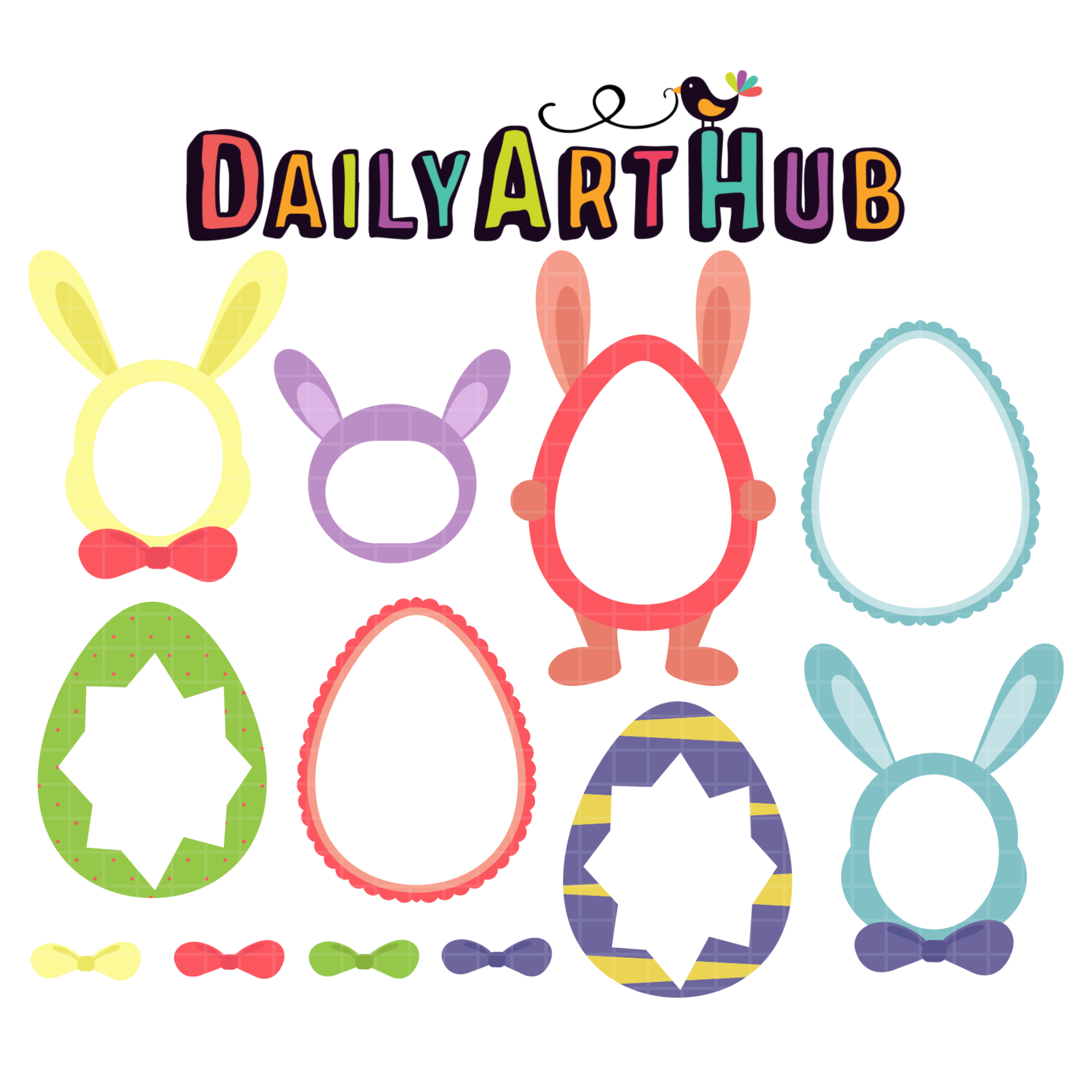 Happy Easter Character Frames Clip Art Set