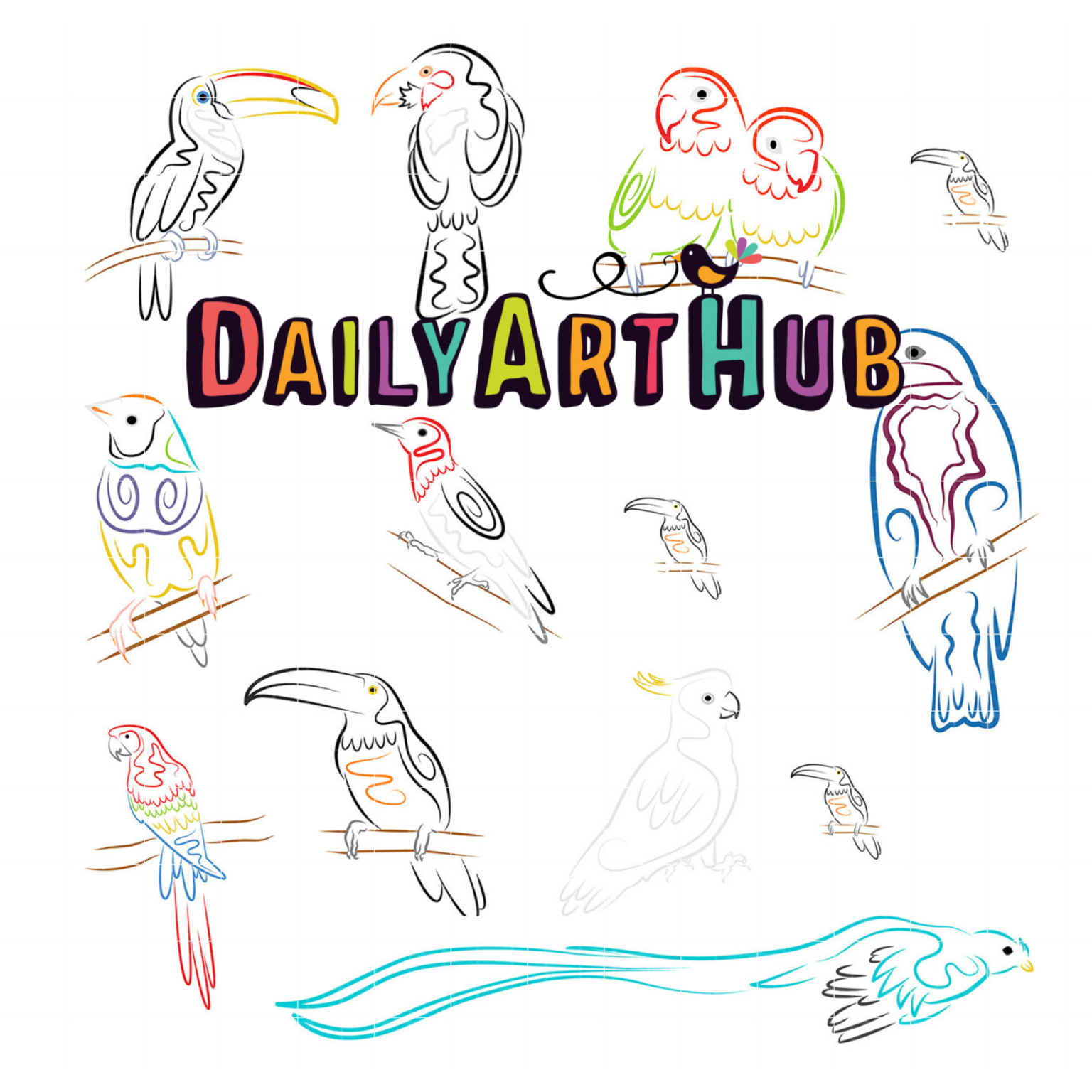 Tropical Birds Clip Art Set – Daily Art Hub // Graphics, Alphabets & SVG