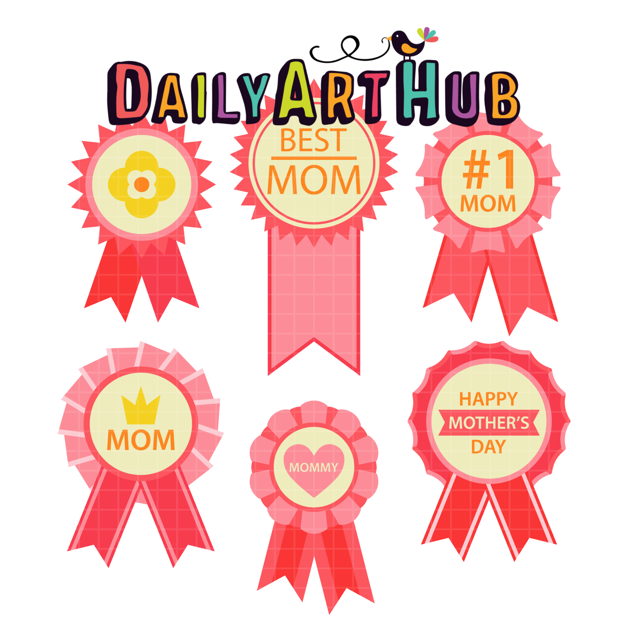 Mother's Day Ribbons Clip Art Set