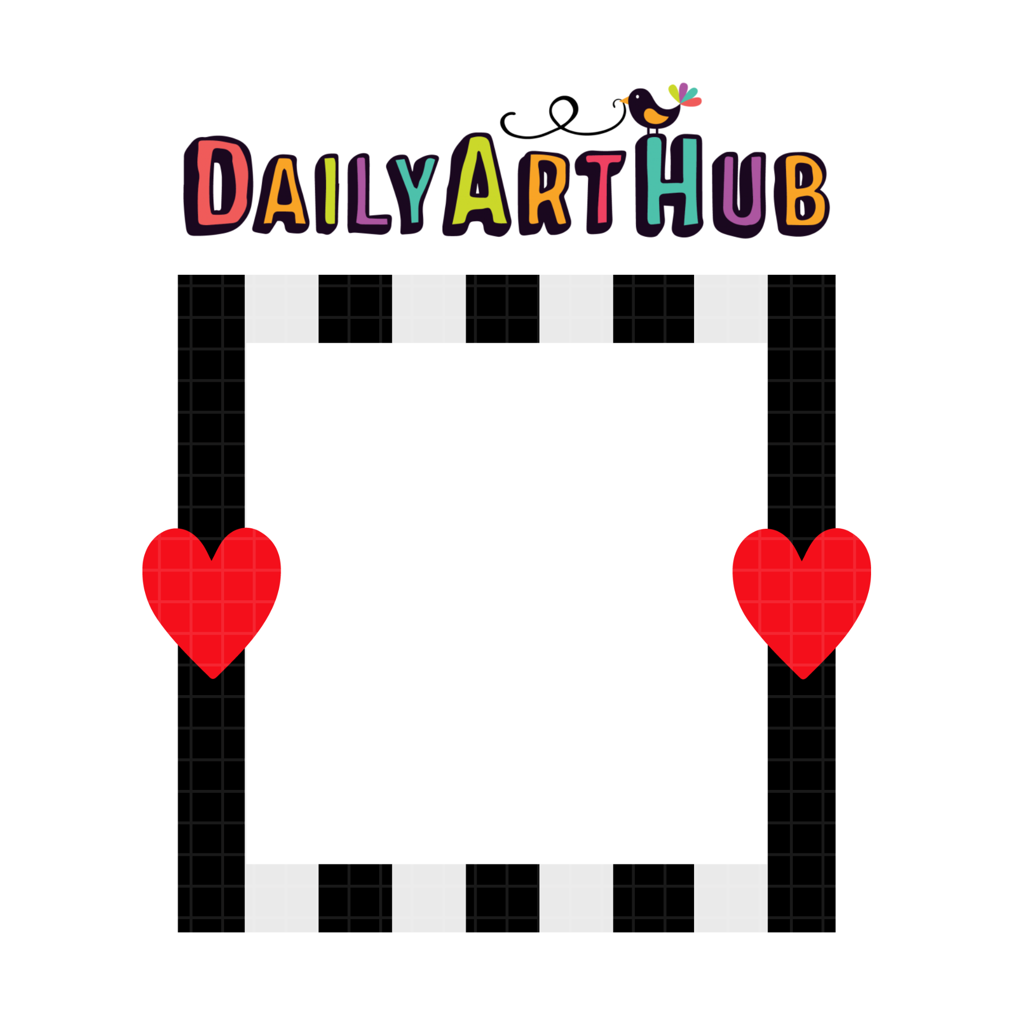 FREE Stripes Heart Square Frame Clip Art