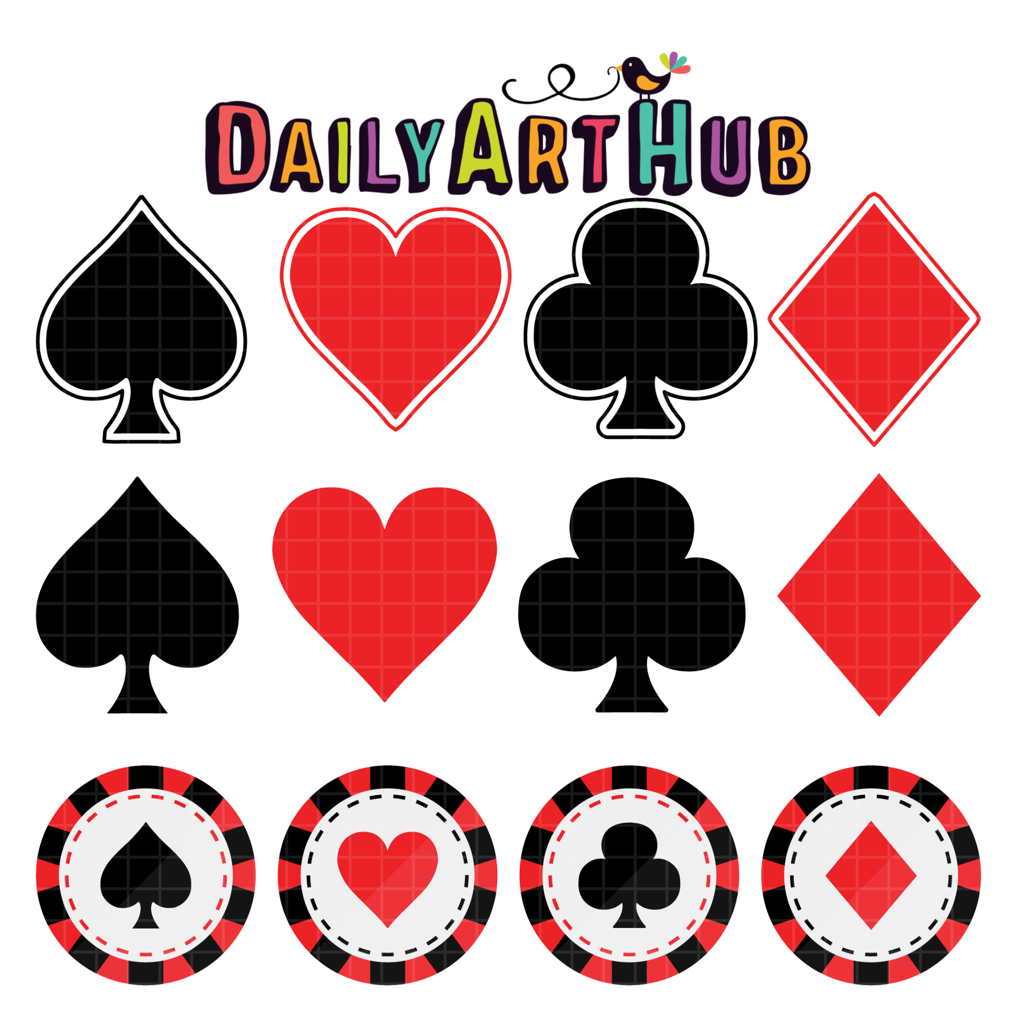 Playing Card Suits Clip Art Set