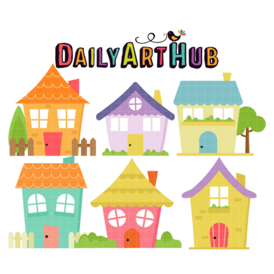 Cute Houses Clip Art Set