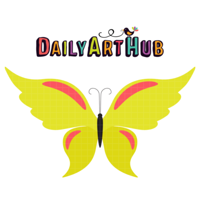 FREE Bright Yellow Butterfly Clip Art