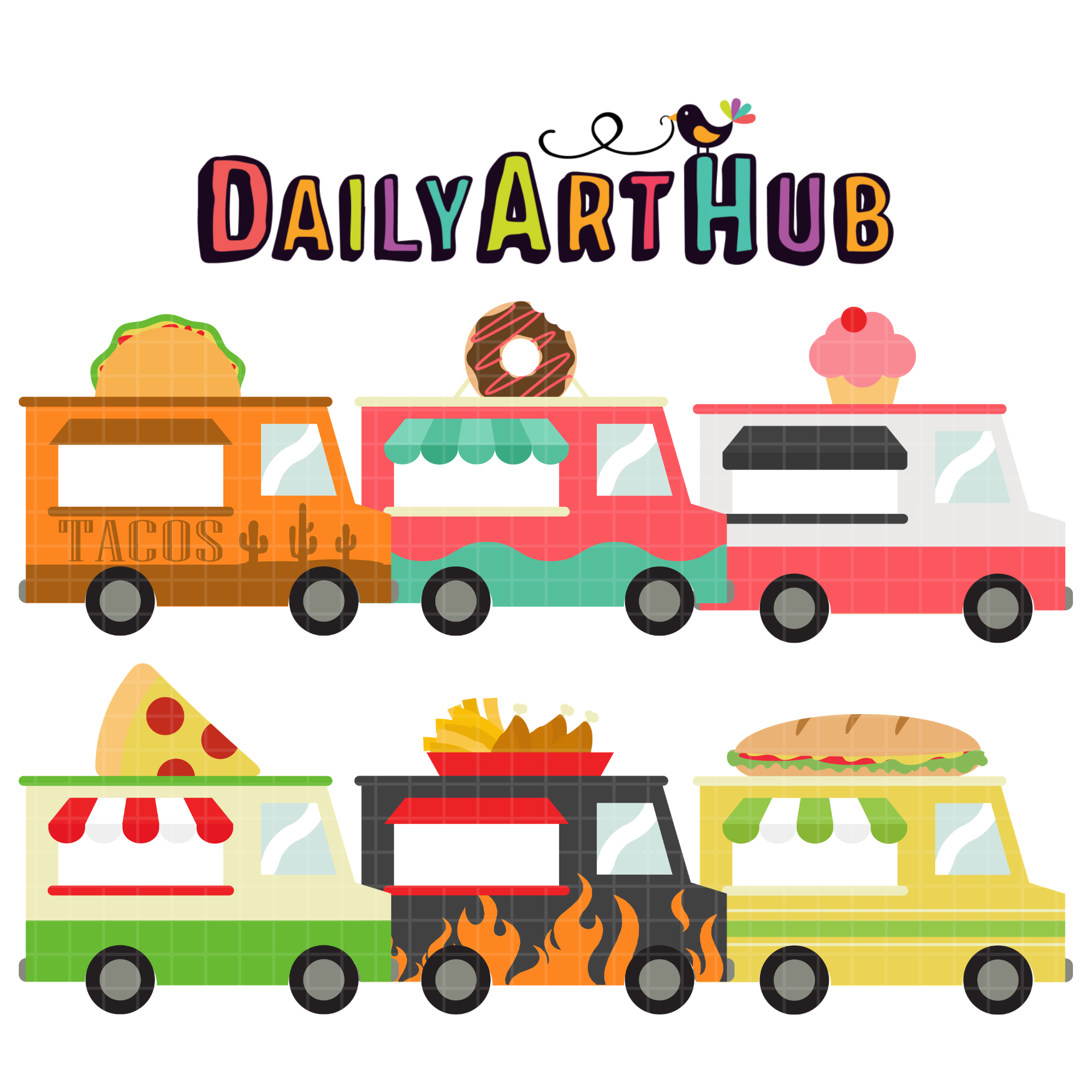 Food Trucks Clip Art Set