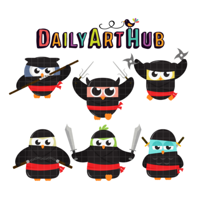 Owl Ninjas Clip Art Set