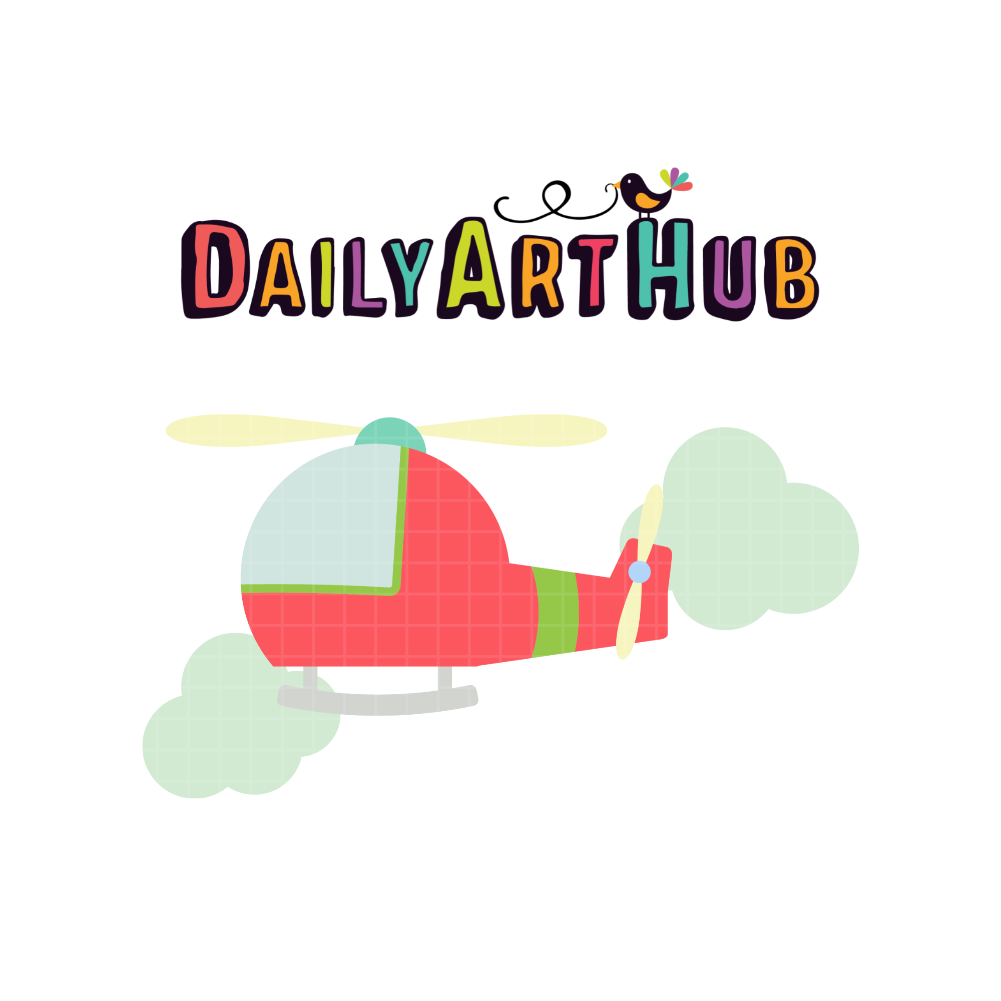 FREE Helicopter With Clouds Clip Art