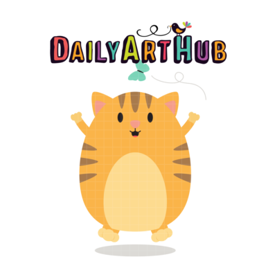 Chubby Cat Butterfly Clip Art