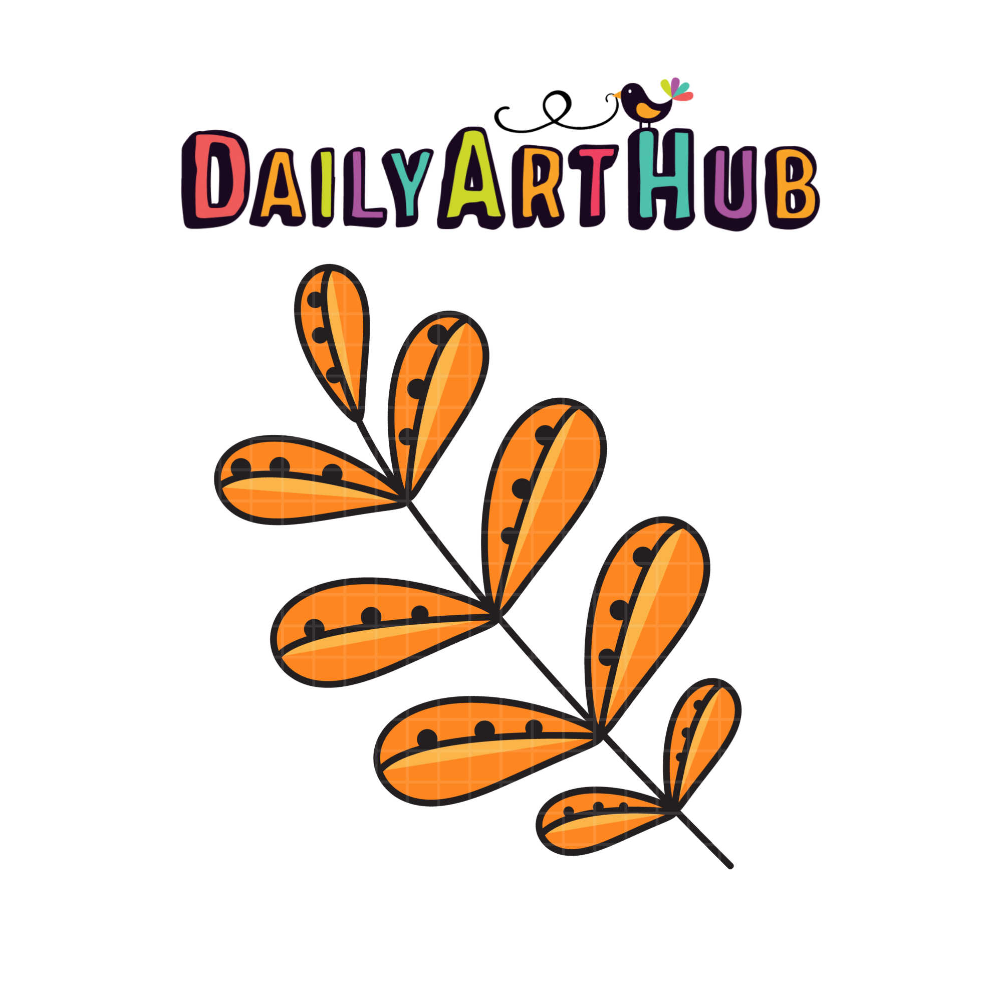 FREE Orange Patterned Leaf Clip Art