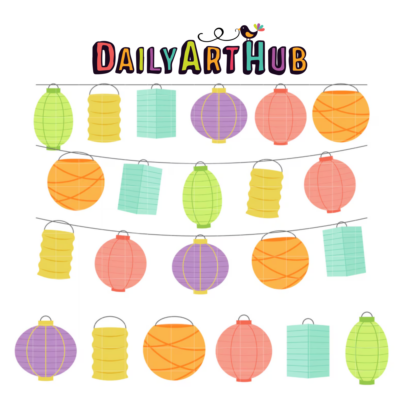 Paper Lanterns Clip Art Set