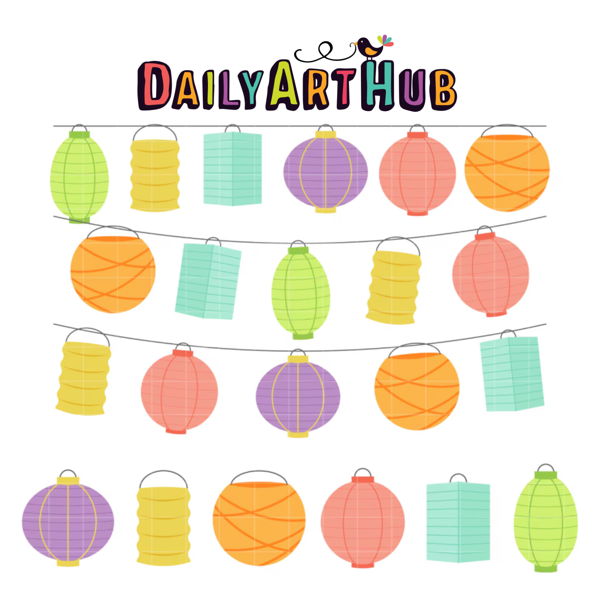 Paper Lanterns Clip Art Set