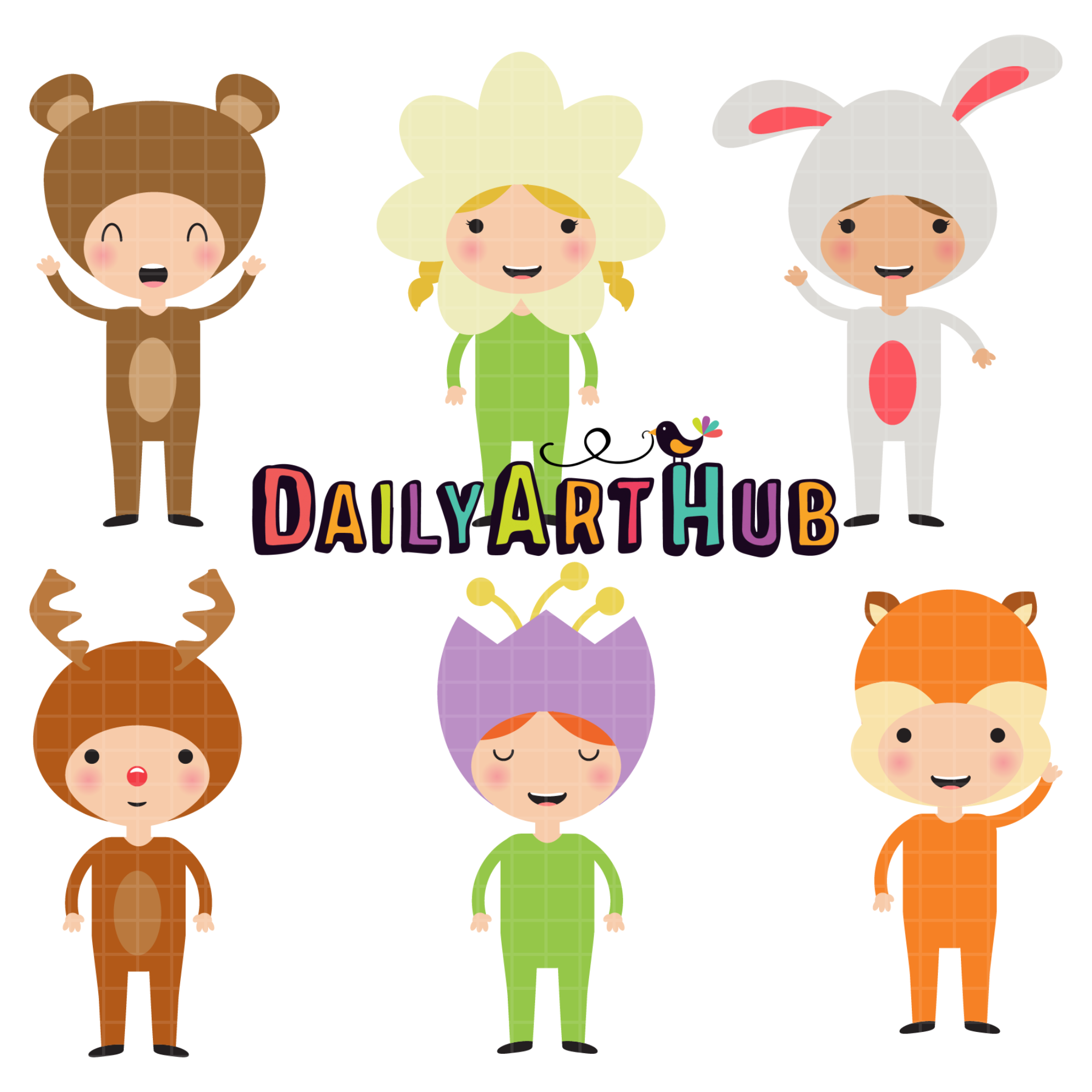 Forest Costume Kids Clip Art Set