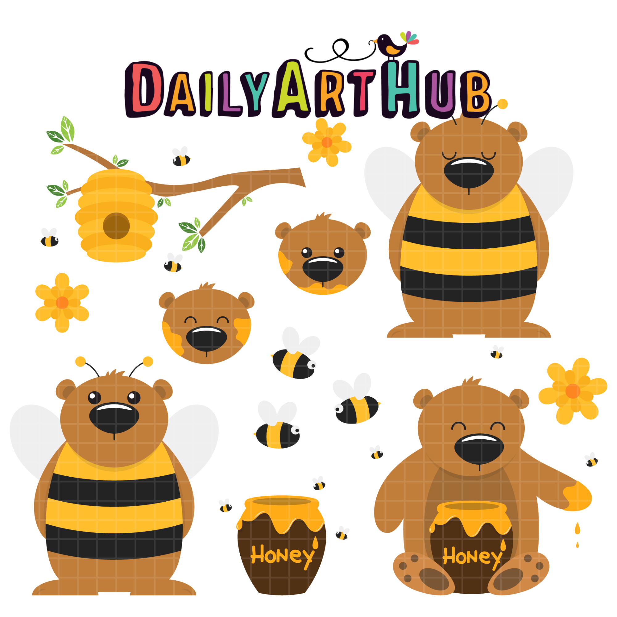 Honey Bears Clip Art Set