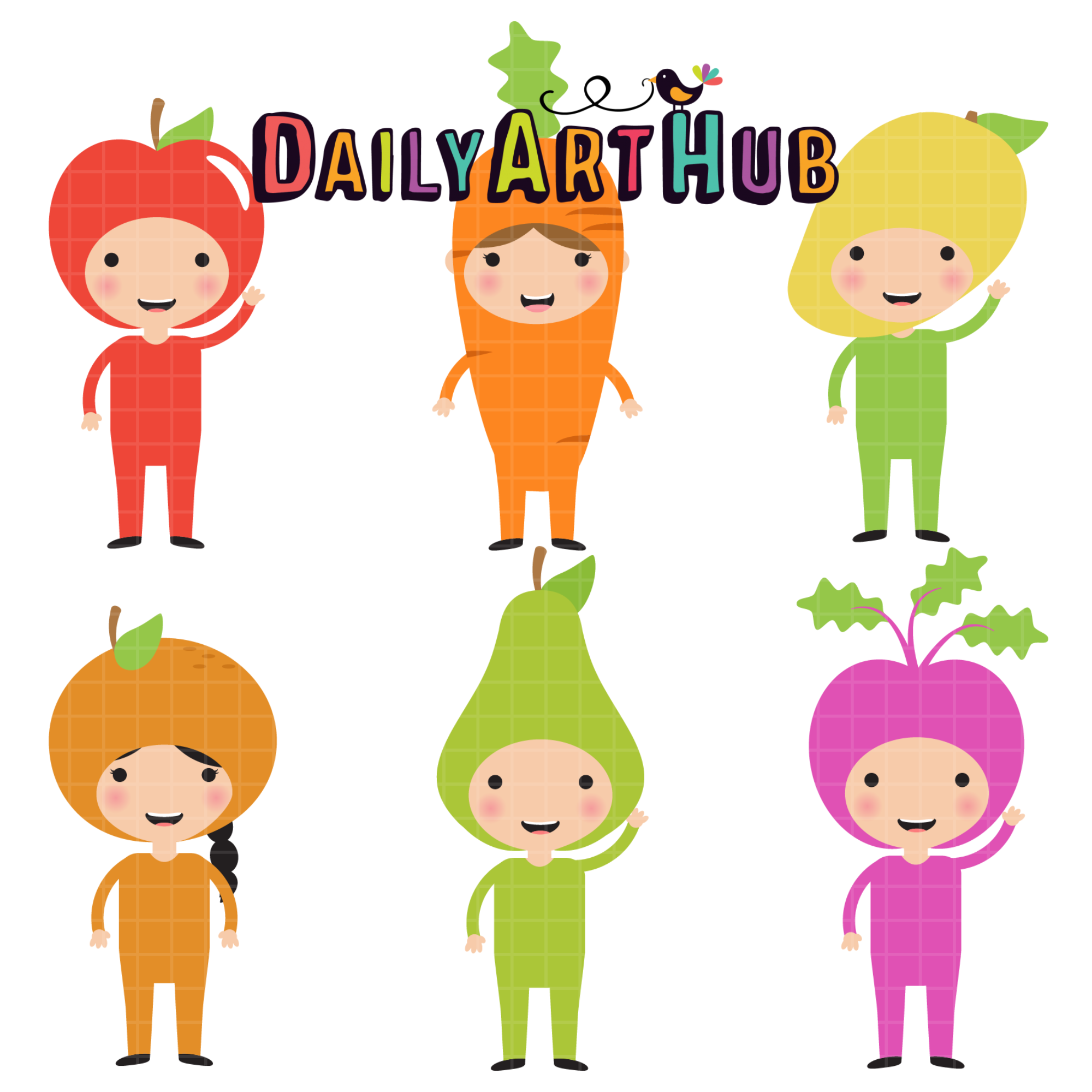 Fruits And Veggies Costume Clip Art Set