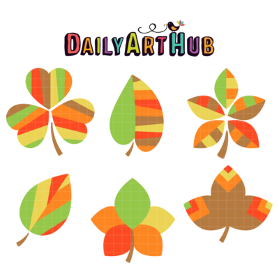 Autumn Patterned Leaves Clip Art Set