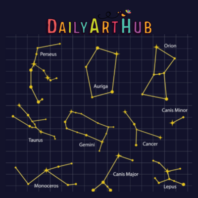 Winter Constellations Clip Art Set