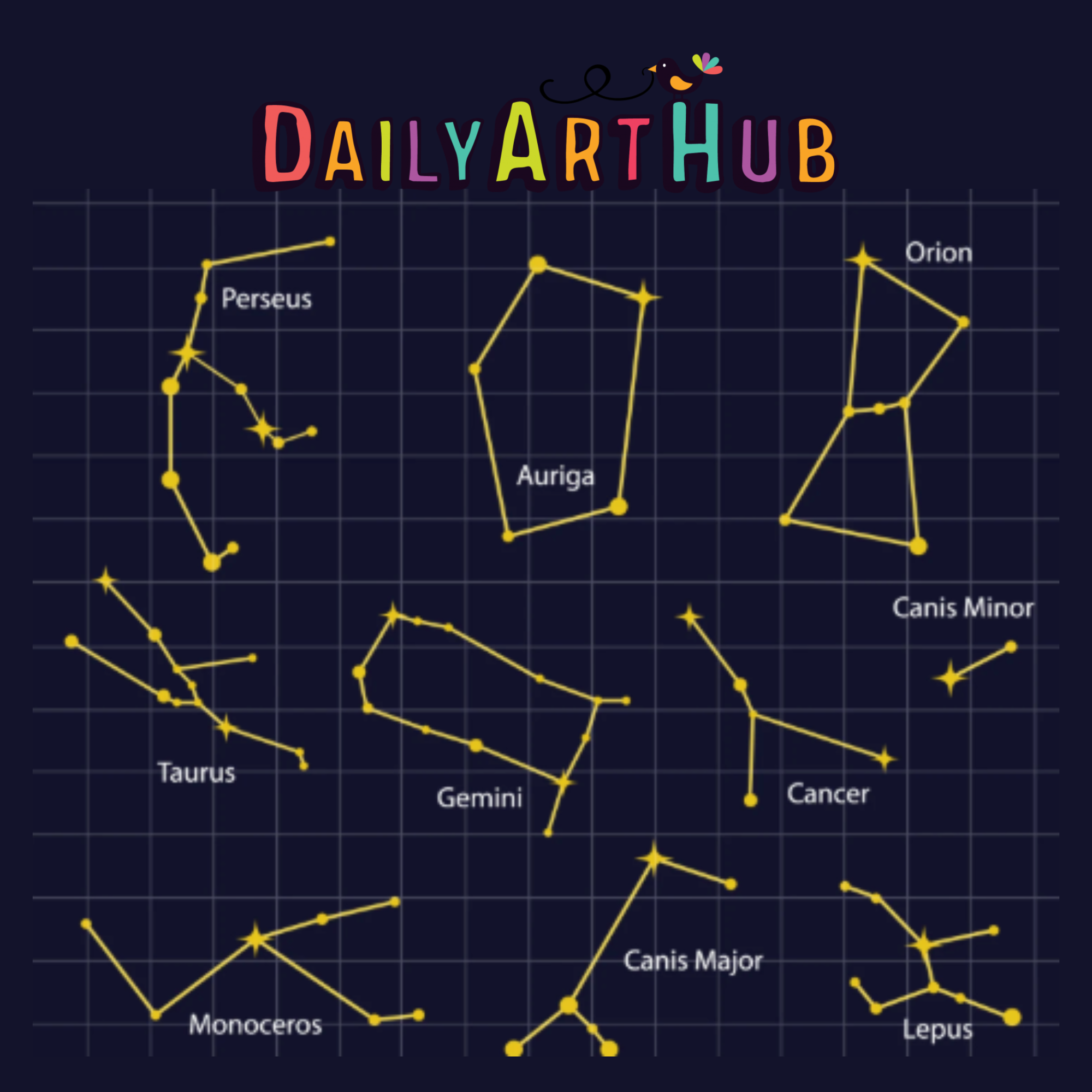 Winter Constellations Clip Art Set