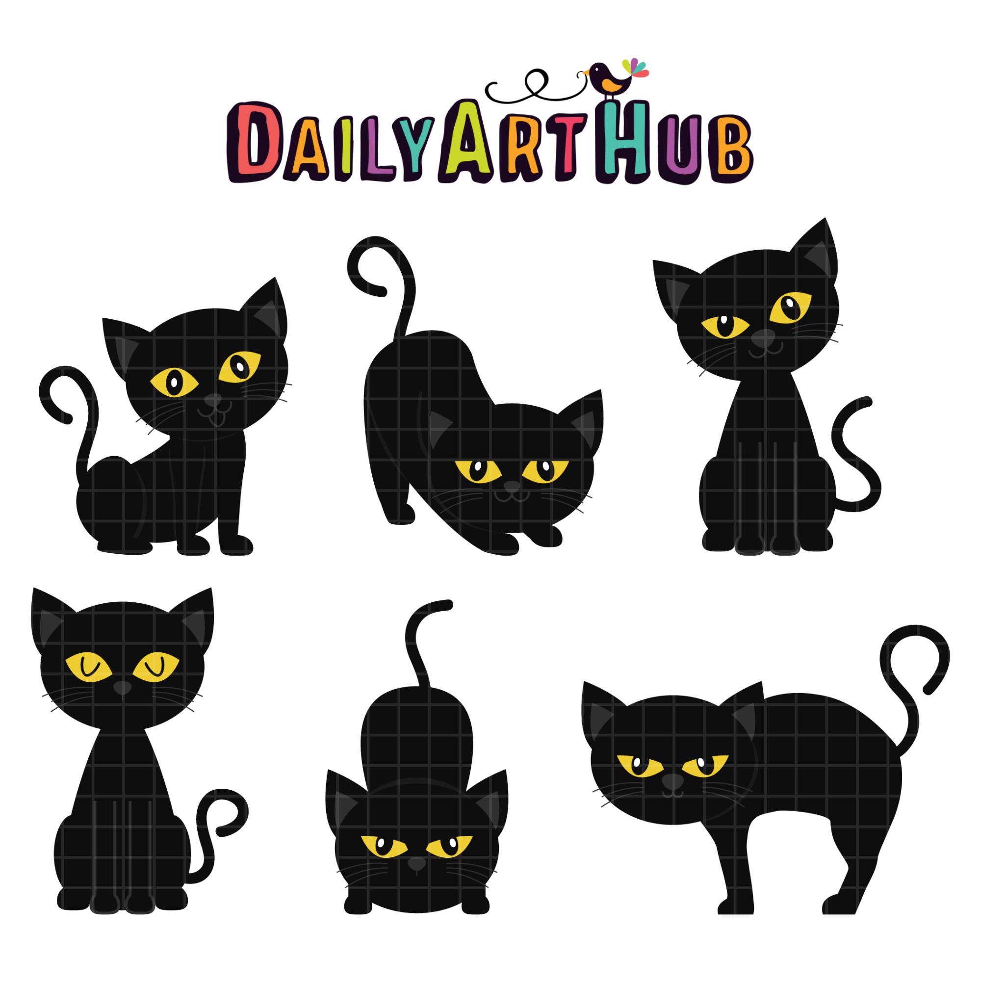 Black Cats Clip Art Set