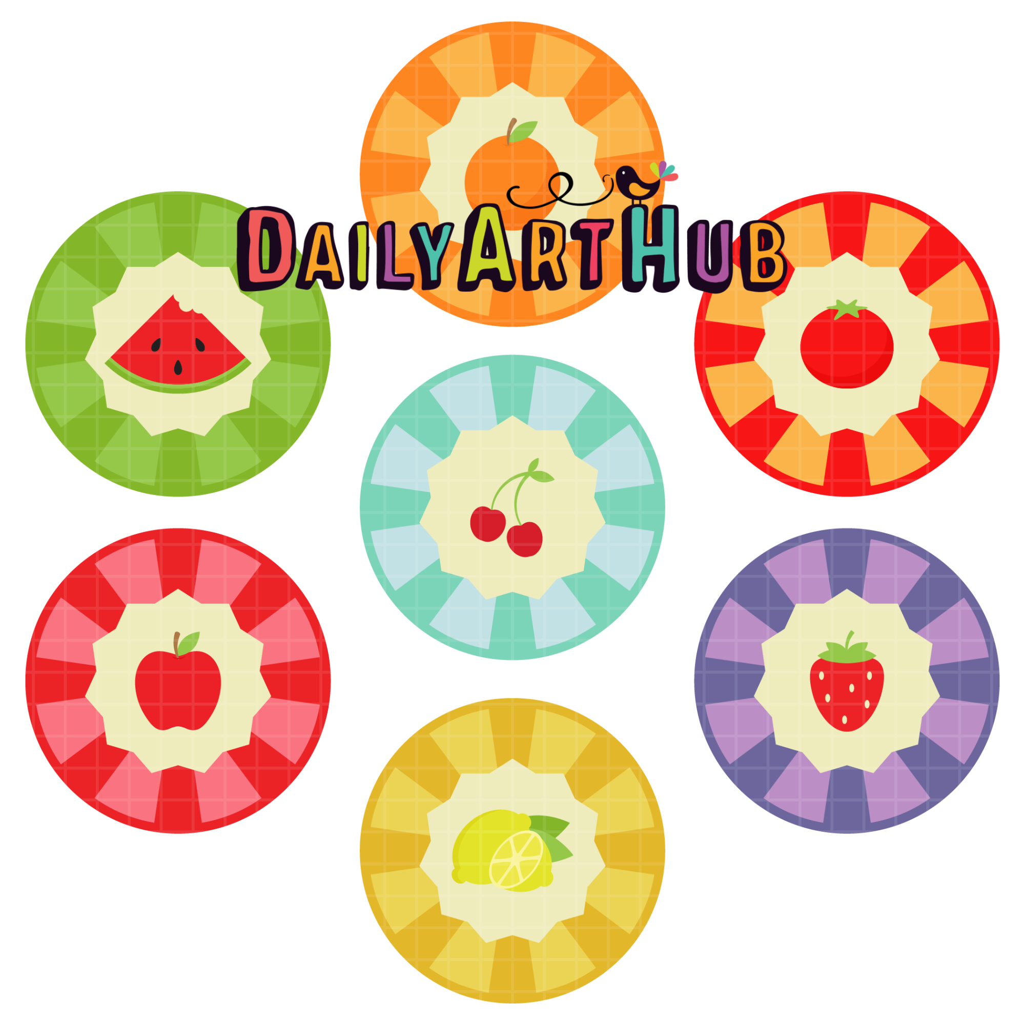 Fruit Badges Clip Art Set