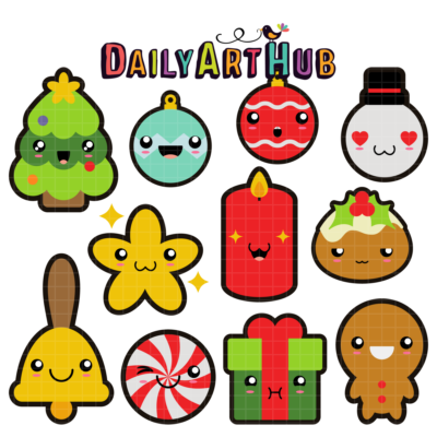 Kawaii Christmas Clip Art Set