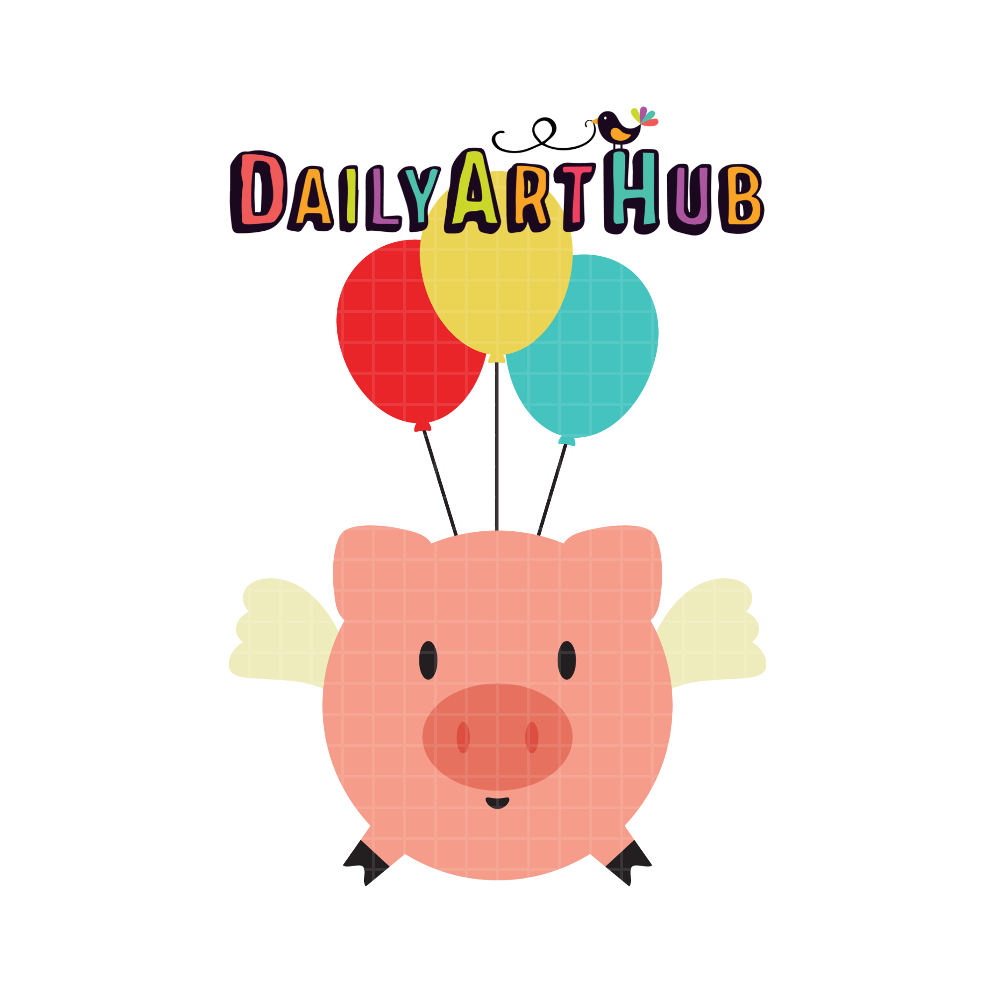FREE Flying Pig Balloons Clip Art