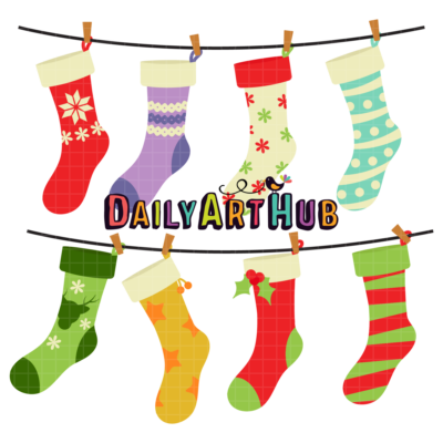 Christmas Stockings Clip Art Set