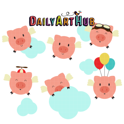 If Pigs Can Fly Clip Art Set