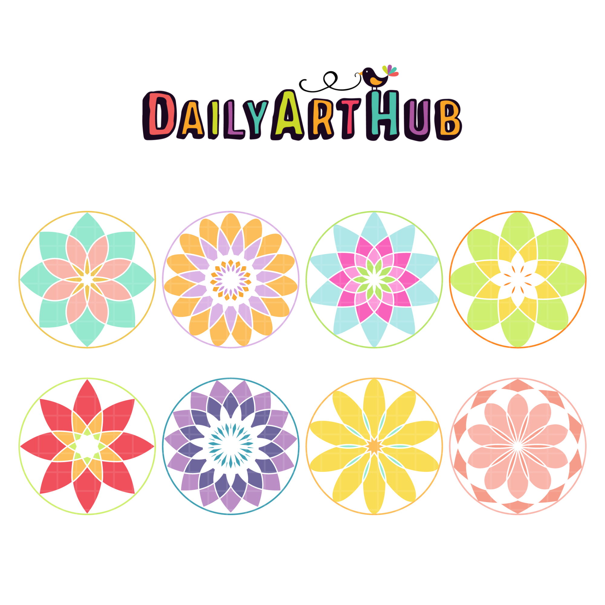 Modern Circular Patterns Clip Art Set