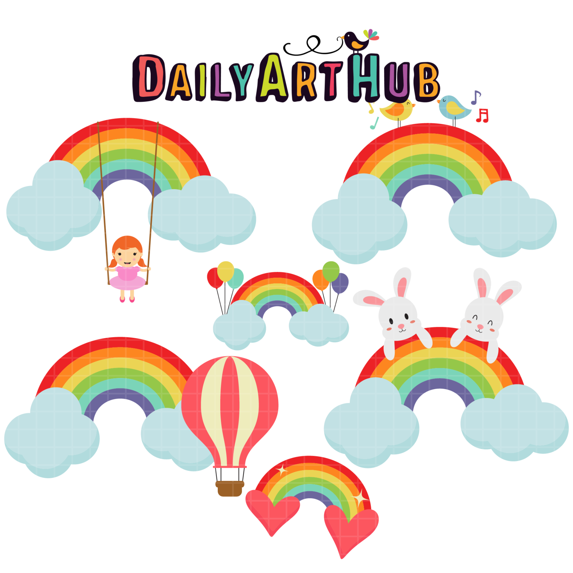 Rainbow Love Clip Art Set