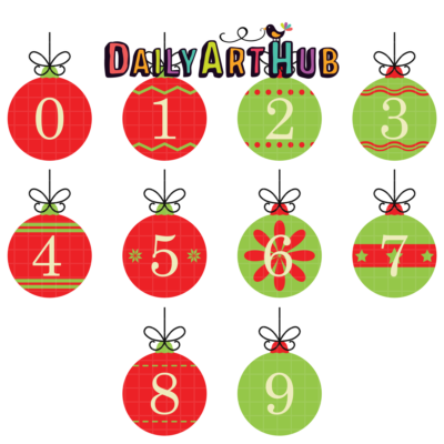 Christmas Ball Numbers Clip Art Set