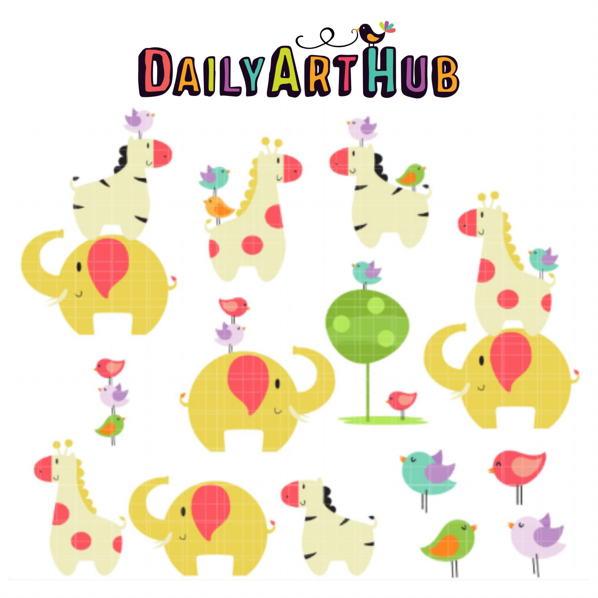 Cute Animal Stacks Clip Art Set