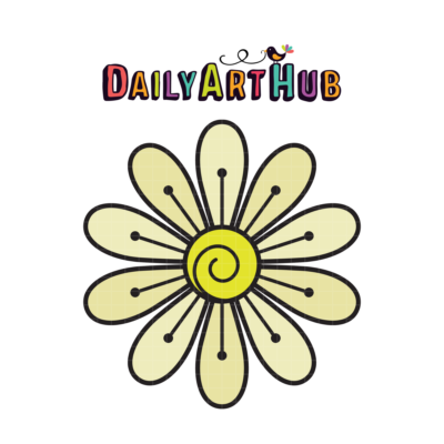 FREE Doodle Flower Cream Clip Art