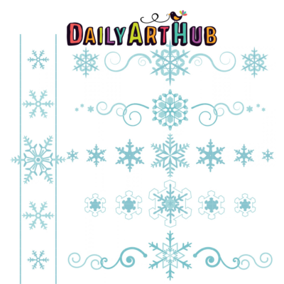 Snowflake Borders Clip Art Set