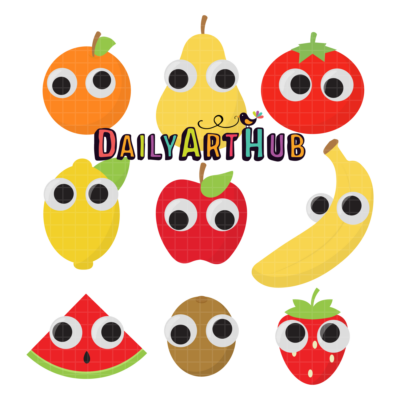 Fruits With Googly Eyes Clip Art Set