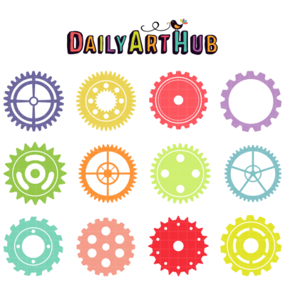 Machine Gears Clip Art Set